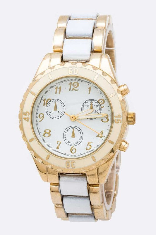 Glam & Go Fashion 2 Tone Metal Bracelet Watch