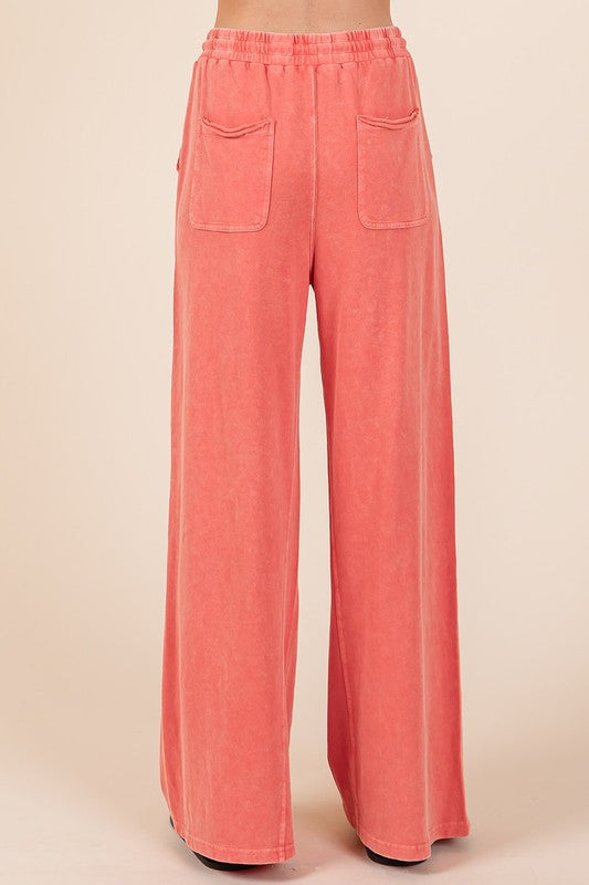 French Terry Drawstring Wide Leg Pants